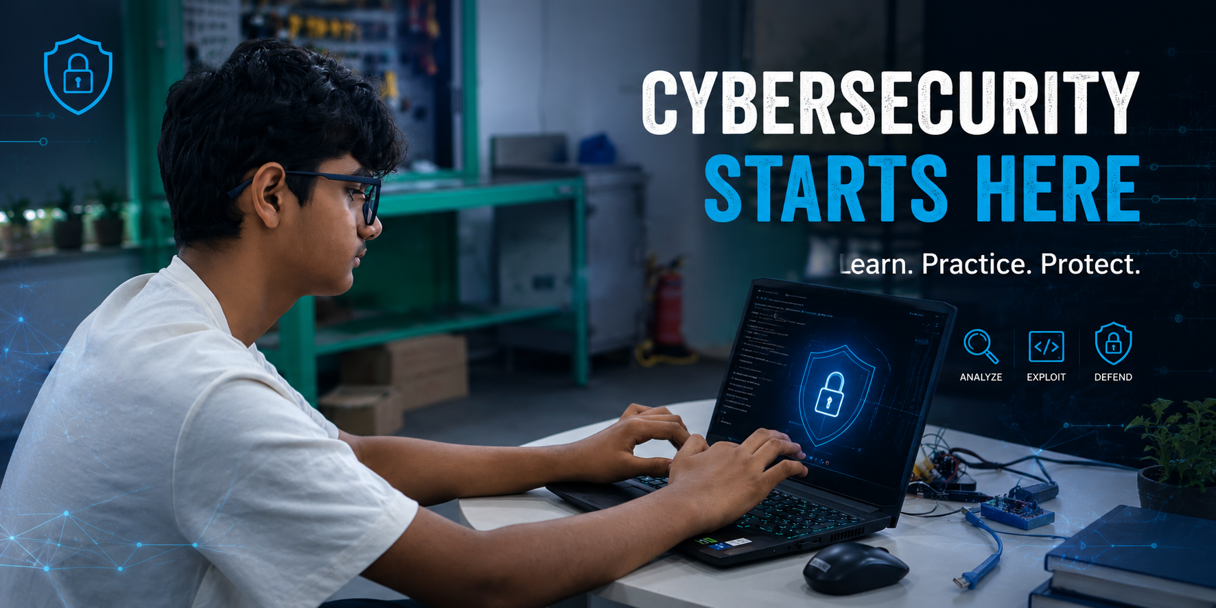 Teenager learning ethical hacking at cybersecurity classes for kids in Gurugram, MittyVerse