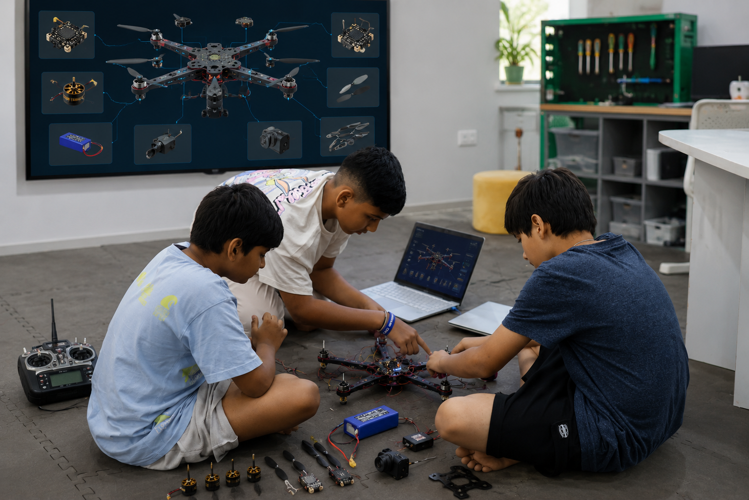 Drone hardware components for kids drone technology program Gurugram