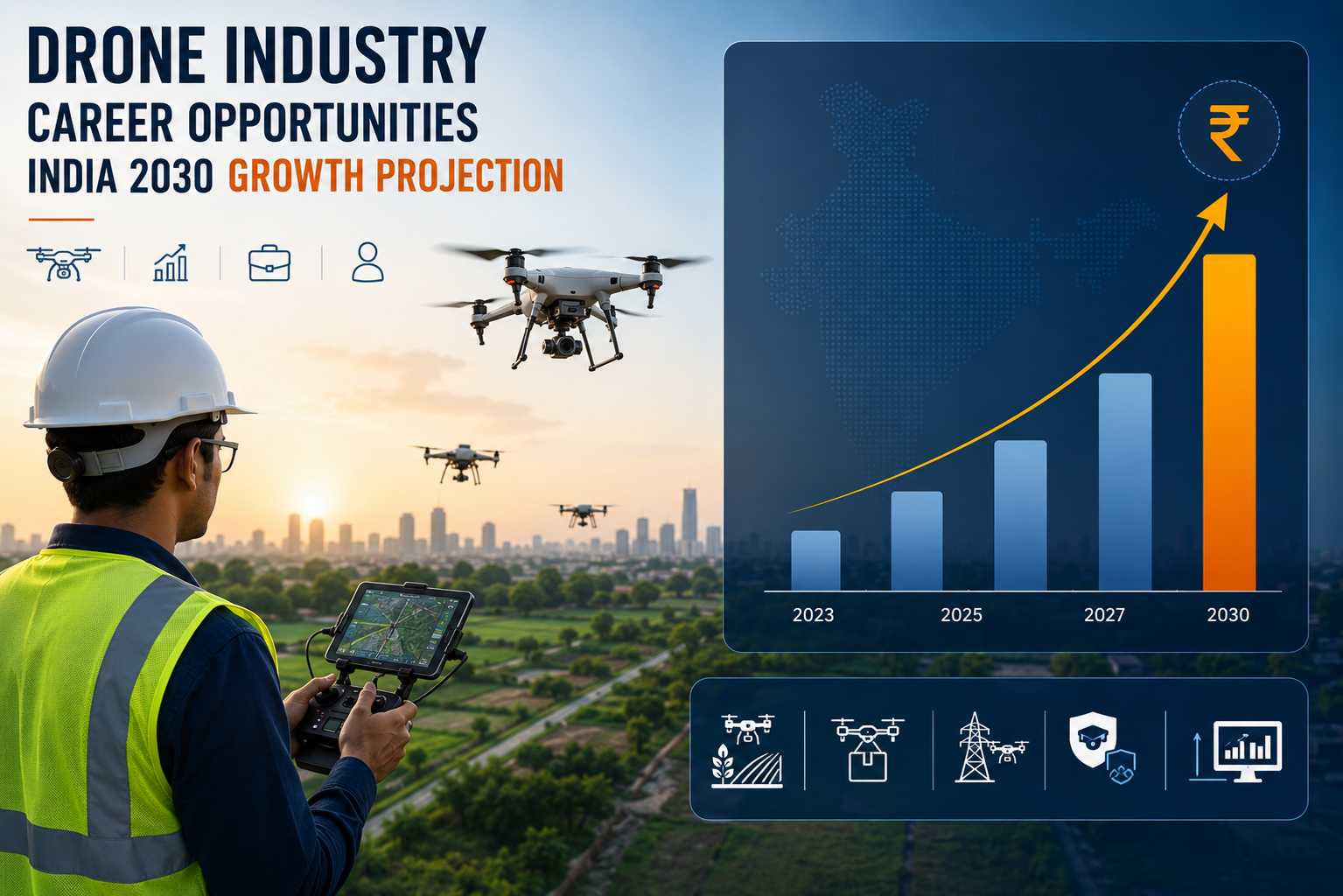 Drone industry career opportunities India 2030 growth projection