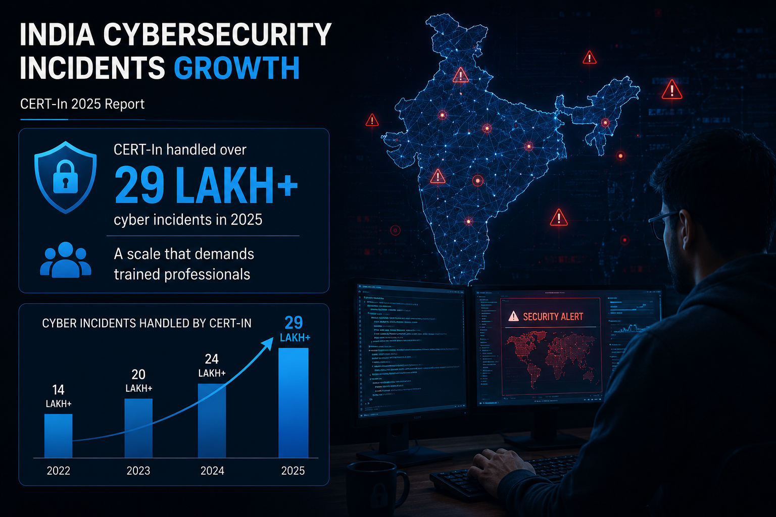 India cybersecurity incidents growth CERT-In 2025 report