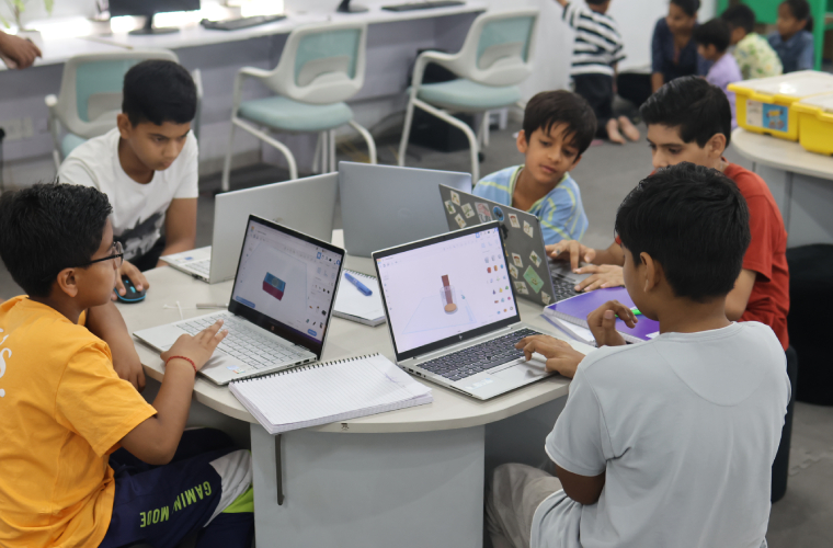 STEAM education in India — students working on a hands-on project. in Gurugram